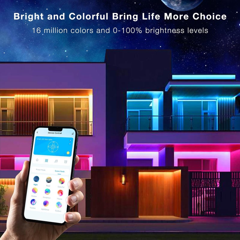 DAYBETTER Outdoor LED Strip Lights Waterproof 200ft, IP67 Waterproof LED Light Strips with Remote, Music Sync APP Control, RGB Color Changing LED Lights for Roof, Balcony, Deck, Pool, Patio, Outdoor Decorations - Image 5